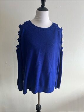 Zenana Outfitters Cobalt Open-Knit Pullover